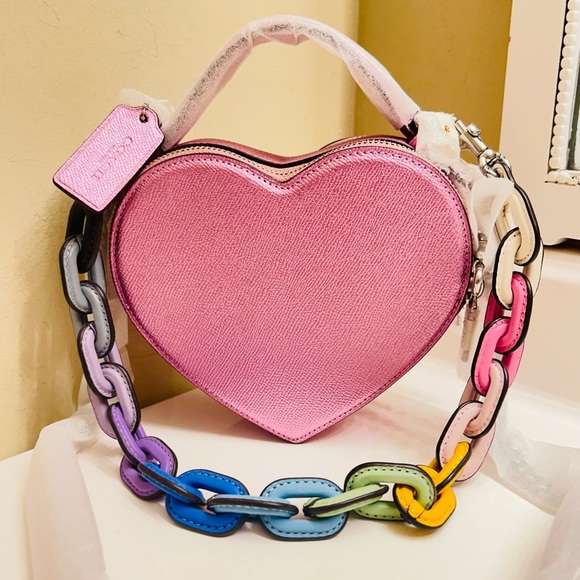 Coach Pink Metallic Heart Crossbody - Picture 2 of 10